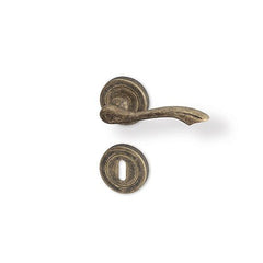 ACT Rustik R - matt bronze patina - Door Handle on a Round Rose