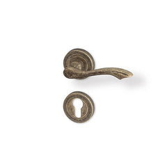 ACT Rustik R - matt bronze patina - Door Handle on a Round Rose