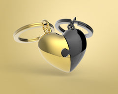 MTM - KEY RING - Double heart gold-black - Key rings