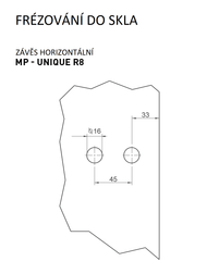 M.P MP - UNIQUE R8 - Glass hinge with horizontal plate - pair - Horizontal hinges and hinges for glass doors