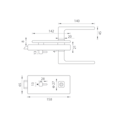 M.P MP - UNIQUE R8 - GLASS LOCK with handle STELLA - WC - Locks for glass doors