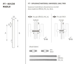 FT - HANDLE code K31 25x25 mm UN pair - straight