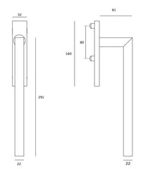 JNF - BALCONY HANDLE IN.17.122 - Square handles for wooden windows