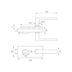 Tupai TI - LOCK for glass with handle SONIA 4015 - PZ - Locks for glass doors