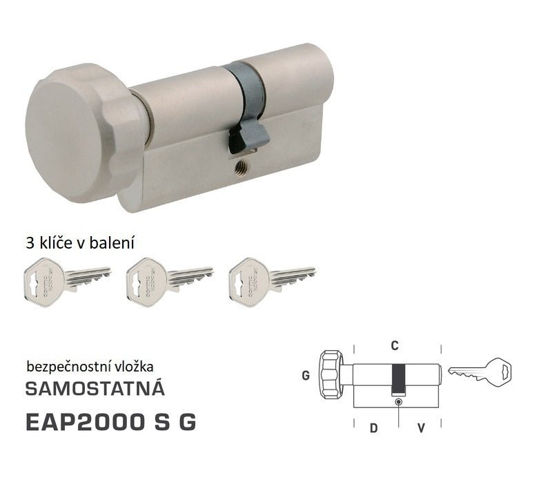 DORMAKABA DK - EAP2000 S G - with knob - Separate safety inserts - BT3