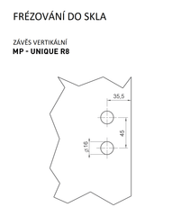 M.P MP - UNIQUE R8 - Glass hinge with vertical plate - pair - Vertical hinges and hinges for glass doors