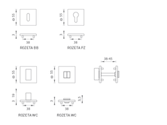 M.P MP - ROSE Square Rosette - HR 3SM