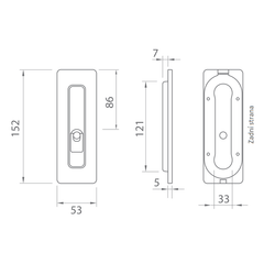 Tupai TI - Sliding door shell - 4181 5S - WC - Shells and handles for sliding wooden doors