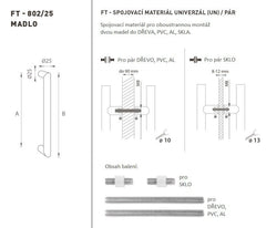 FT - HANDLE code K02 â‚¬Å¡Â¬Â¹Ã†â€™Â¦ 25 mm UN pair - Round straight handle