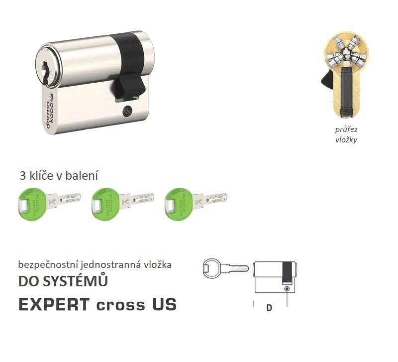 DORMAKABA DK - EXPERT cross US one-sided - System safety inserts - BT4