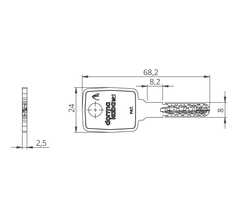 DORMAKABA DK - PENTA cross S custom dimpled key LARGE KEY - PENTA keys