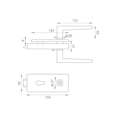 M.P MP - UNIQUE R8 - LOCK for glass with handle ERICA - PZ - Locks for glass doors
