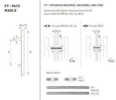 FT - HANDLE code K41S 40x10 mm UN pair - straight