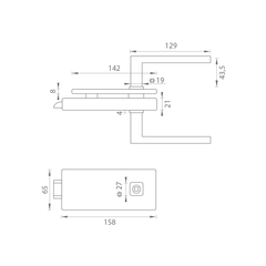 M.P MP - UNIQUE R8 - GLASS LOCK with SULLA handle - without rear opening - Locks for glass doors