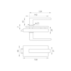 Tupai TI - LOCK for glass with handle SONIA 4014 - without hole - Locks for glass doors