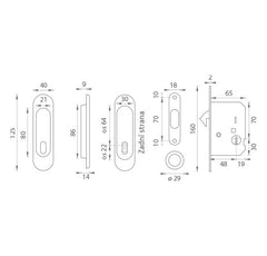 FT - Oval sliding door set - BB / D - shells and handles for sliding doors
