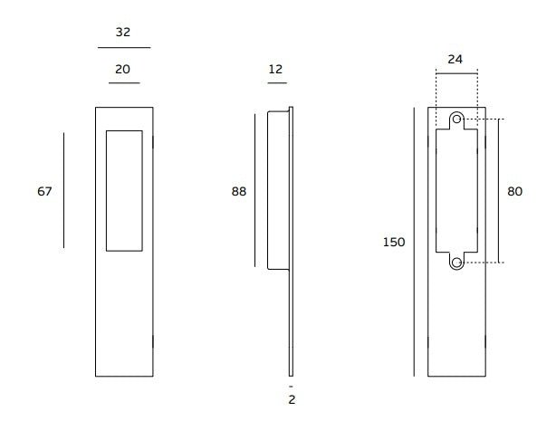 JNF - BALCONY HANDLE IN.17.122 - Square handles for wooden windows