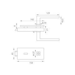 M.P MP - UNIQUE R8 - GLASS LOCK with handle SULLA - BBQ - Locks for glass doors