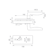 M.P MP - UNIQUE R8 - LOCK for glass with handle ERBA - WC - Locks for glass doors