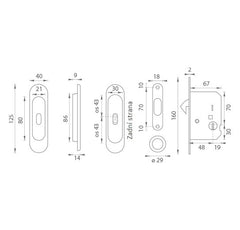 FT - Oval sliding door set - BB / S - shells and handles for sliding doors