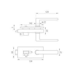 Tupai TI - LOCK for glass with handle SONIA 4026 - WC - Locks for glass doors