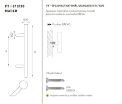 FT - HANDLE code K10  30 mm ST pc Door Handle
