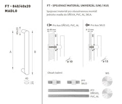 FT - HANDLE code K40 40x20 mm UN pcs - Round straight handle