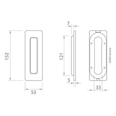 Tupai TI - Sliding door shell - 4181 5S - without hole - Shells and handles for sliding wooden doors