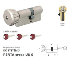 DORMAKABA DK - PENTA cross US G - with button - System safety inserts - BT4