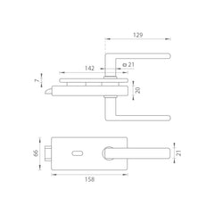 Tupai TI - LOCK for glass with handle SONIA 4025 - BB - Locks for glass doors