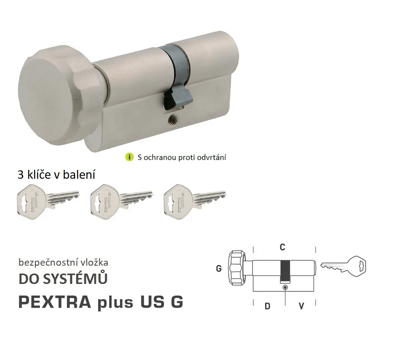 DORMAKABA DK - PEXTRA plus US G - with button - System safety inserts - BT4