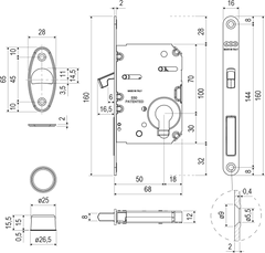 AGB - Set for sliding doors WAVE - HR PZ - shells and handles for sliding doors
