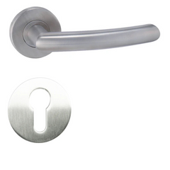 Nero R - Stainless Steel Door Handle on a Round Rose