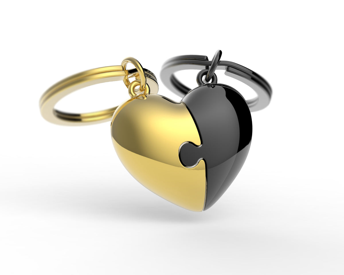 MTM - KEY RING - Double heart gold-black - Key rings