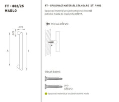 FT - HANDLE code K02  25 mm ST pc Door Handle
