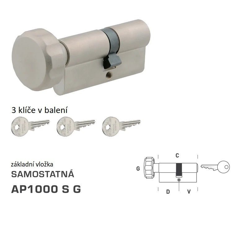 DORMAKABA DK - AP1000 S G - with knob - Separate construction inserts