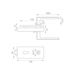 M.P MP - UNIQUE R8 - RAFLESIA handle glass LOCK - PZ - Locks for glass doors