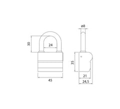 DORMAKABA DK - AP1000 US padlock - shackle 30 VHZ 45 - Building padlocks