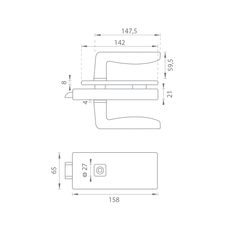 M.P MP - UNIQUE R8 - Glass LOCK with ERBA handle - without front opening - Locks for glass doors