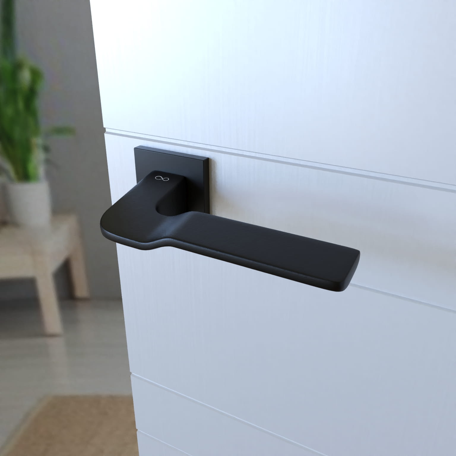 Bali SLIM Black KBLA S B00 - Door Handle on a Square Rose