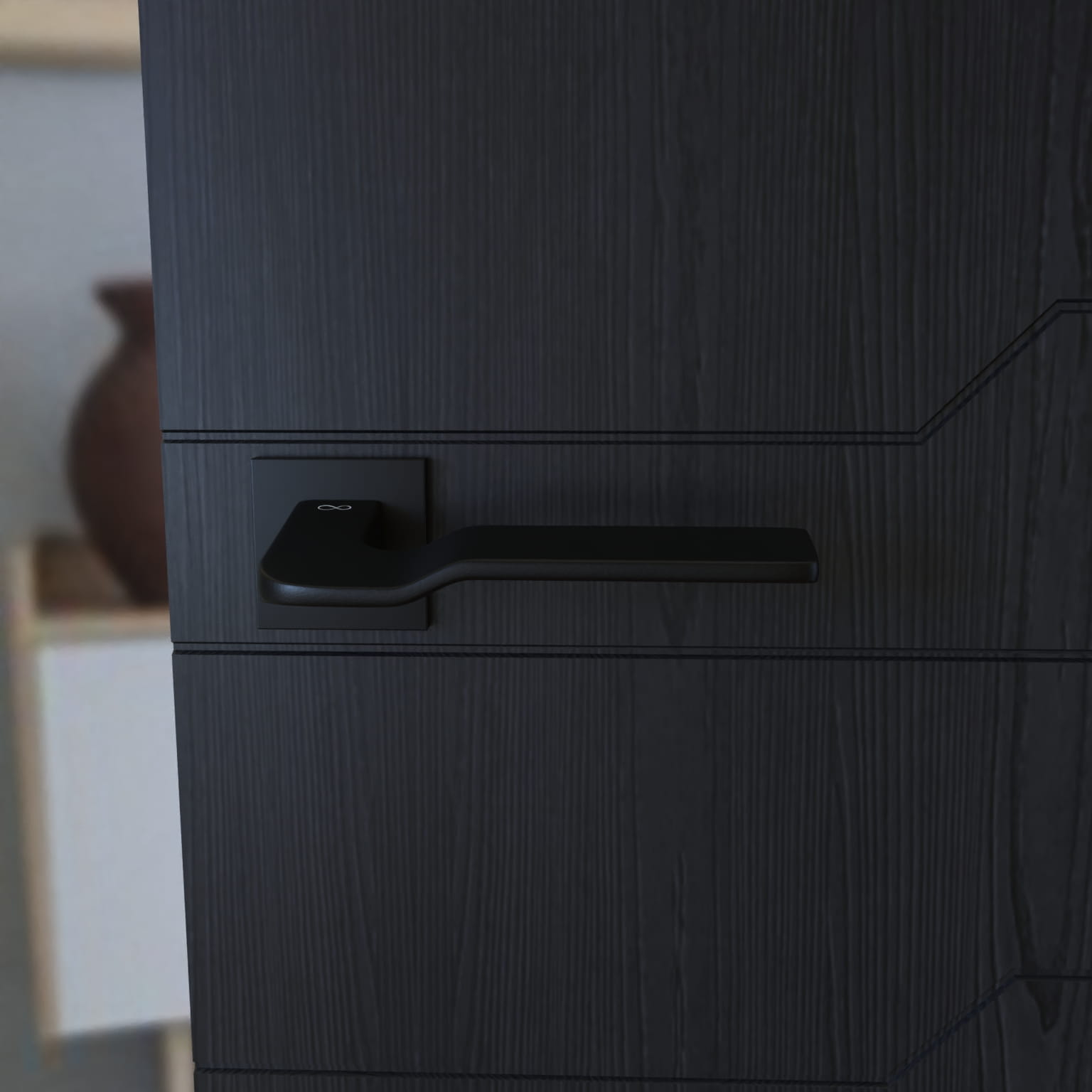Bali SLIM Black KBLA S B00 - Door Handle on a Square Rose