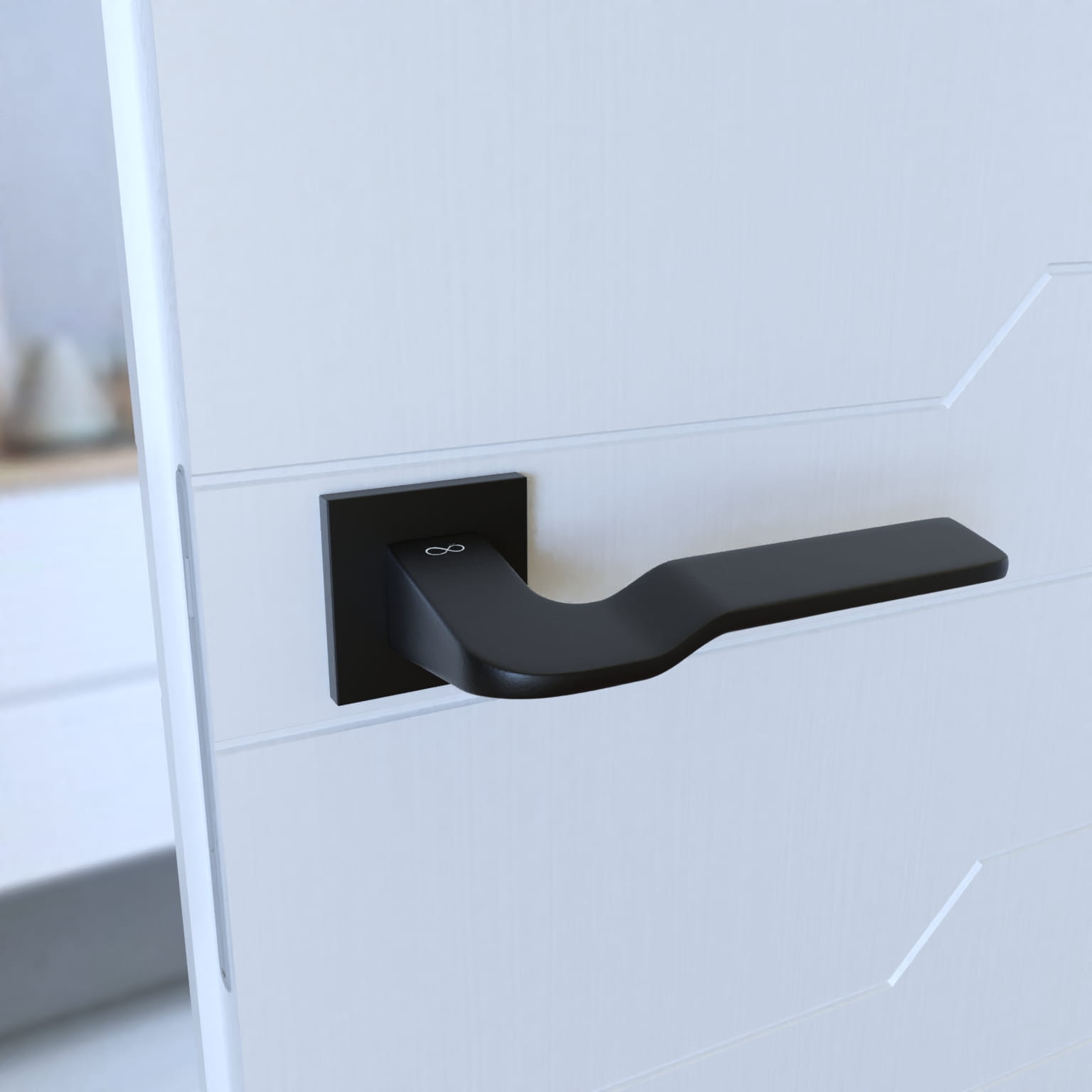 Infinity Line Bali SLIM Black KBLA S B00 - Door Handle on a Square Rose