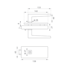 M.P MP - UNIQUE R8 - Glass LOCK with ERICA handle without front opening - Locks for glass doors