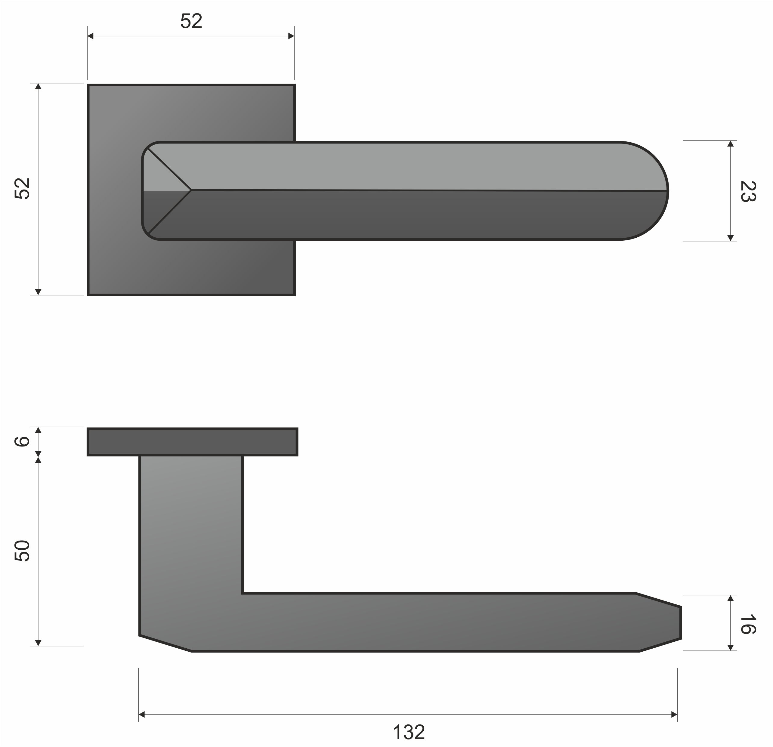 Bohema FIT black KBH B00 - Door Handle on a Square Rose