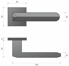 Bohema FIT black KBH B00 - Door Handle on a Square Rose