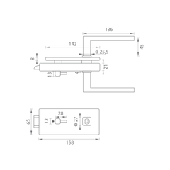 M.P MP - UNIQUE R8 - GLASS LOCK with handle PINA - WC - Locks for glass doors