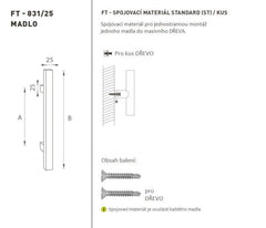 FT - HANDLE code K31 25x25 mm ST pc Door Handle