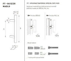 FT - HANDLE code K41Z 40x10 mm SP pcs - Square off-set handles