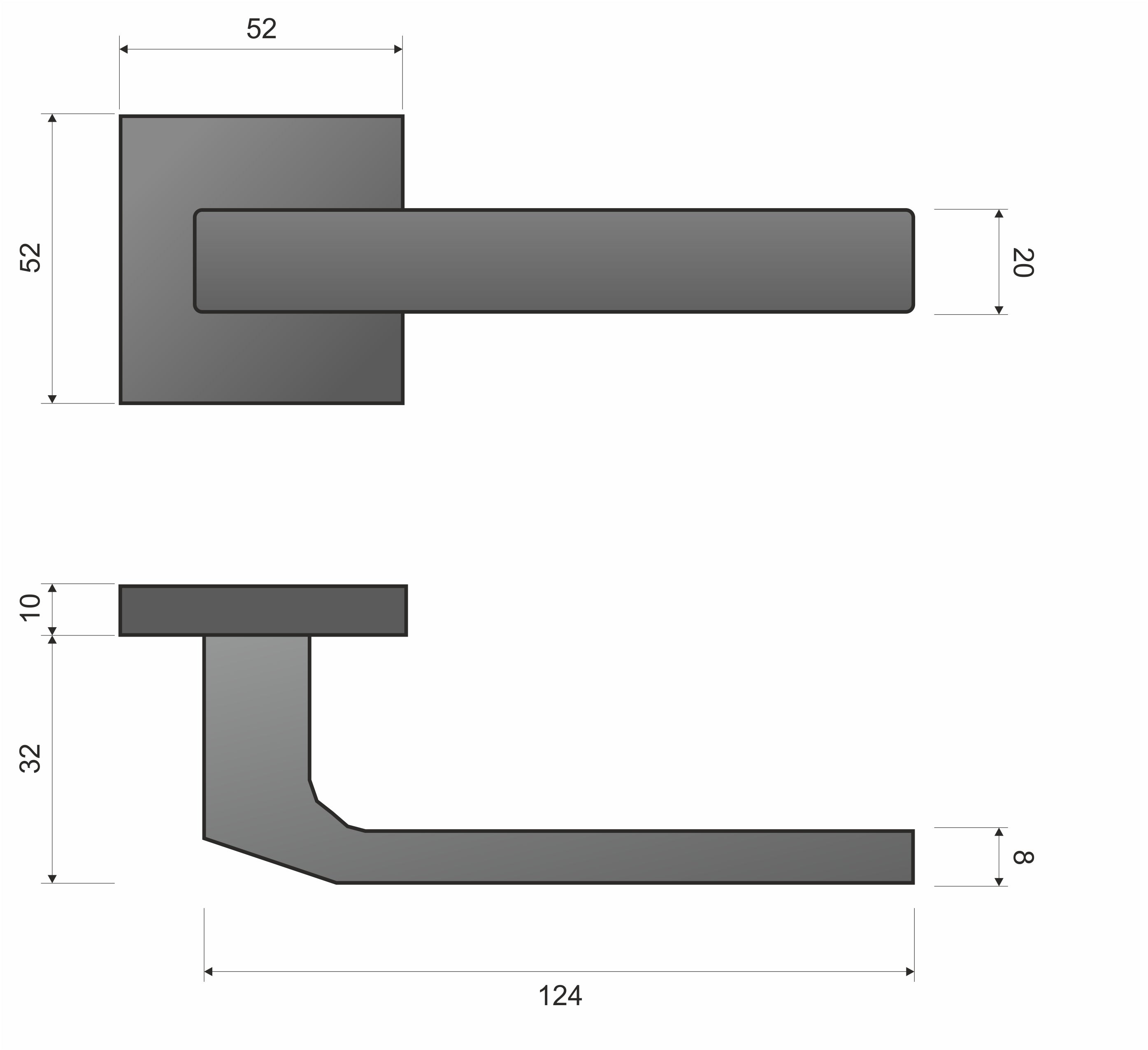 Infinity Line Carlo KCL B00 Black - Door Handle on a Square Rose