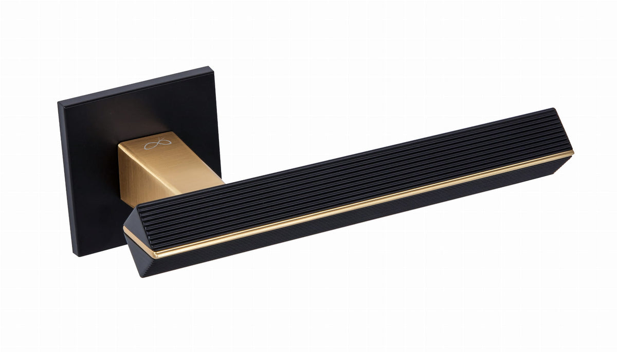 Infinity Line Carrera KCRA B00/MG00 Black/Gold Matt - Door Handle on a Square Rose